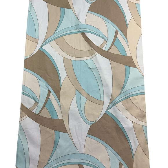 Vintage 70s/80s light aqua geometric lined curtain panels 45 x 81 set of two - Picture 2 of 8